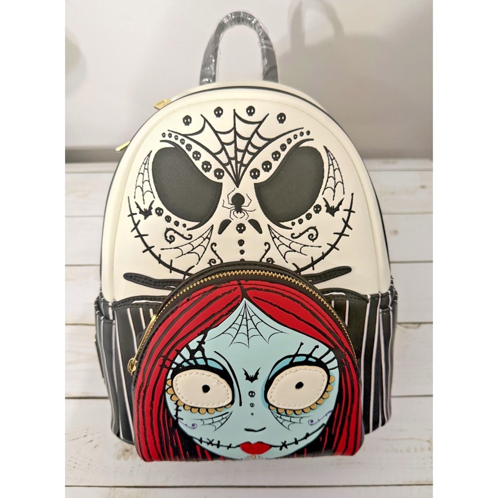 Loungefly Nightmare Before Christmas Sugar Skull Jack and Sally Mini Backpack - Picture 2 of 7